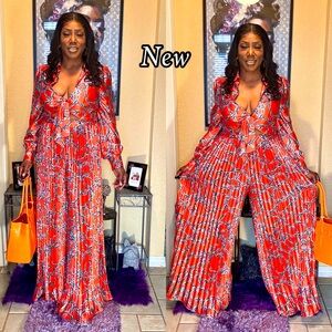 Stylish Red Patterned Jumpsuit